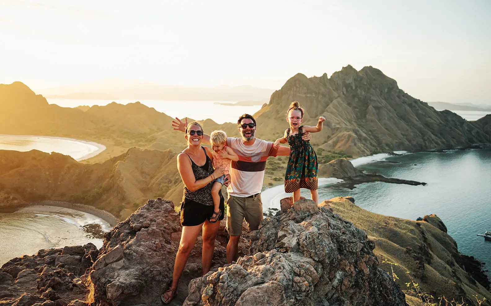 Family enjoying scenic view at Komodo National Park